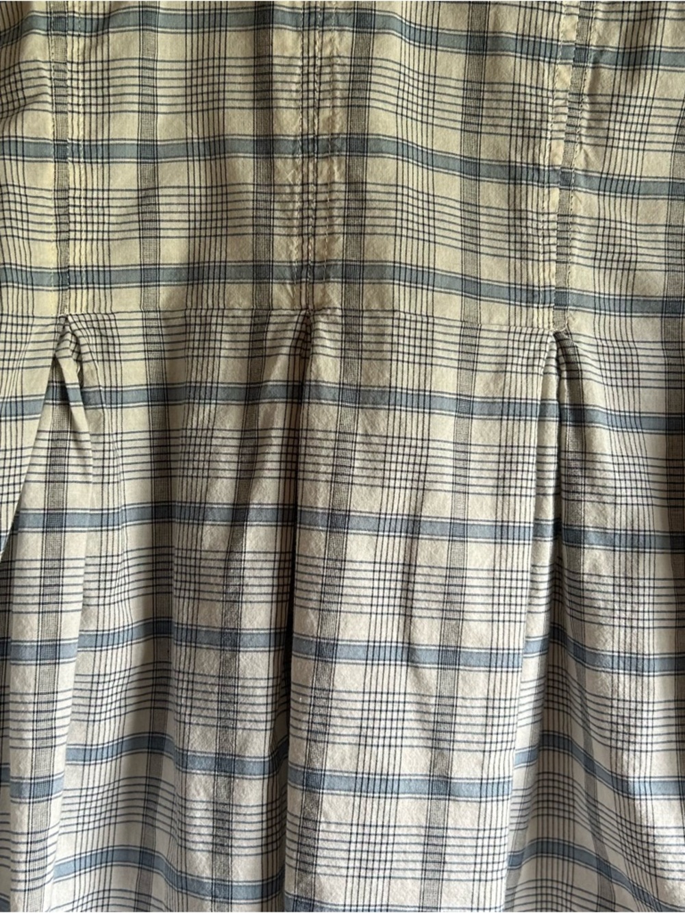 Urban Outfitters Boho Plaid Peasant Blouse - Cream & Blue - Picture 11 of 13